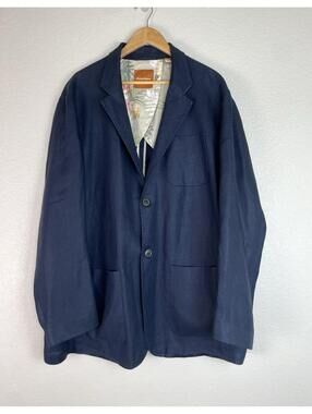 Tommy Bahama XXL Mens Blazer 100% Irish Linen Navy Blue Sport Coat 2 Button